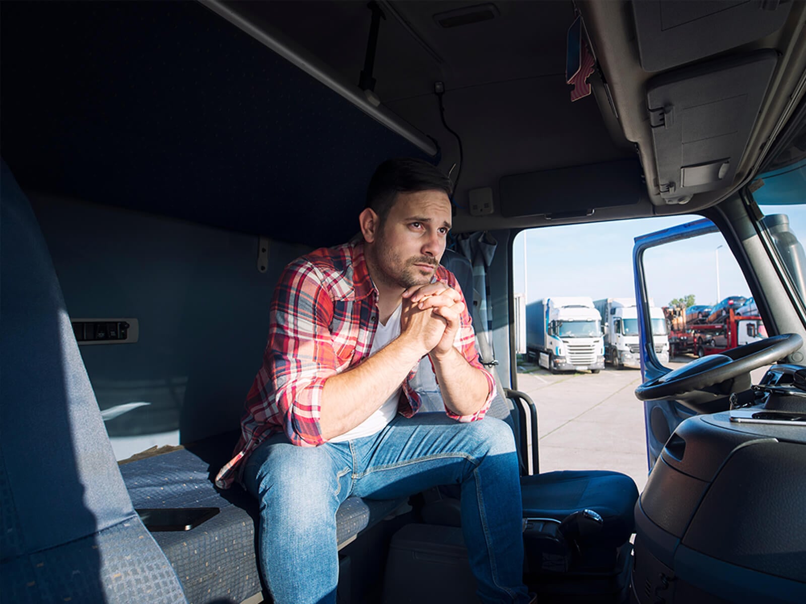 Confused driver in truck